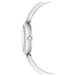 Matrix pearl bangle watch Swiss Made, Crystal bracelet, White, Stainless steel